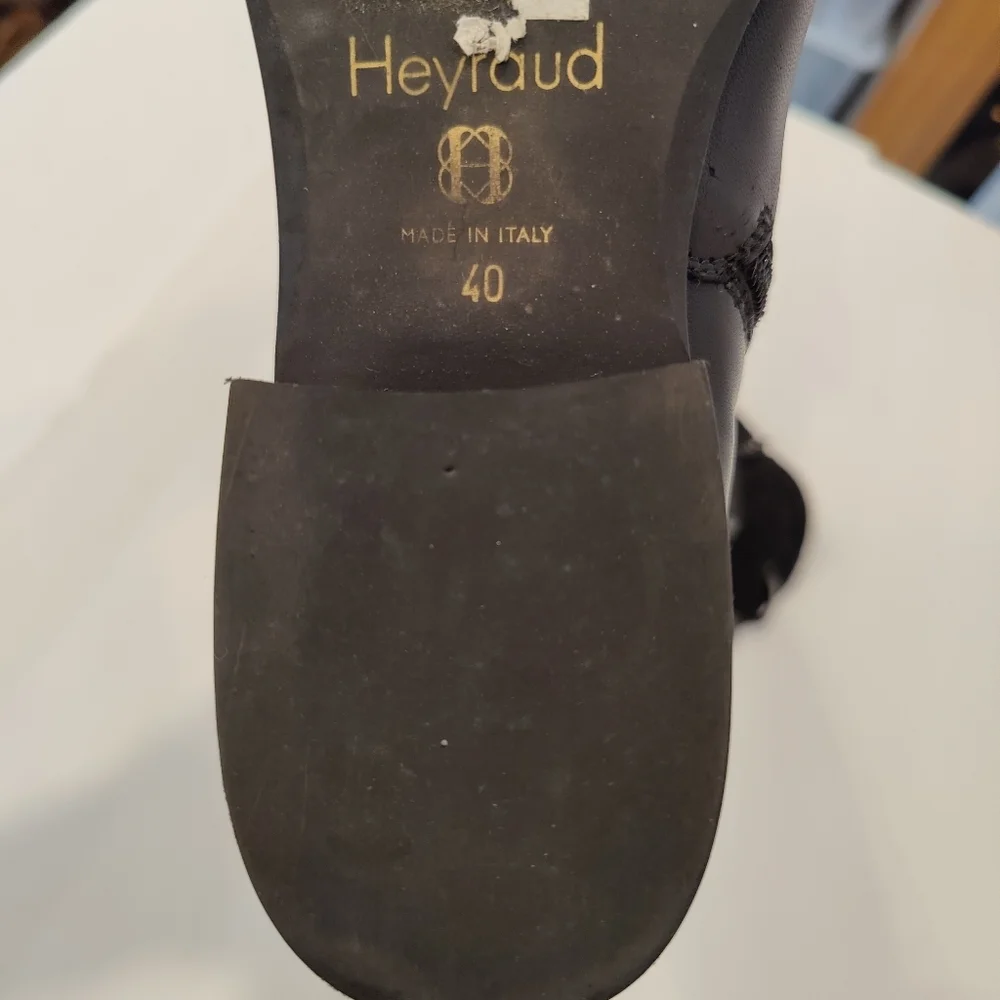 Heyraud Knee High Black Leather Boots